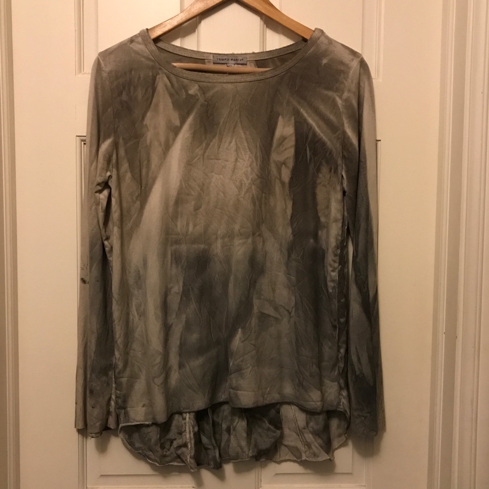 Crinkle gray long sleeve shirt
